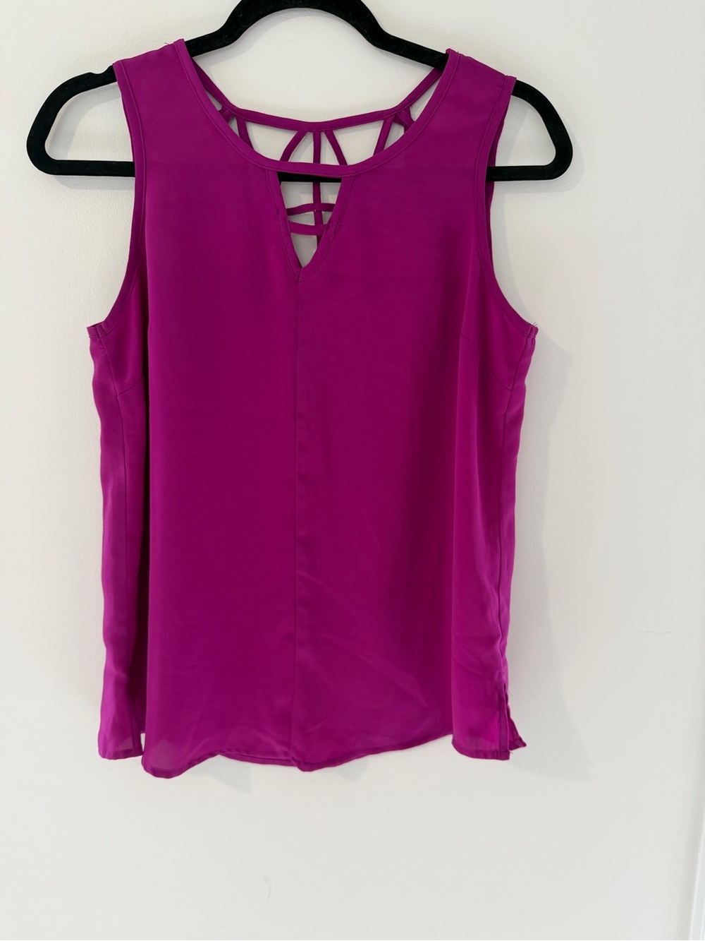Skies Are Blue Sleeveless Tank Top in Magenta with Lattice Back
